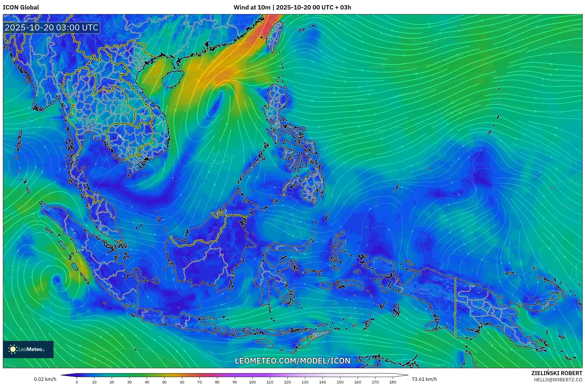 ICON model - South East Asia, Wind at 10m ICON model - South East Asia, Wind at 10m