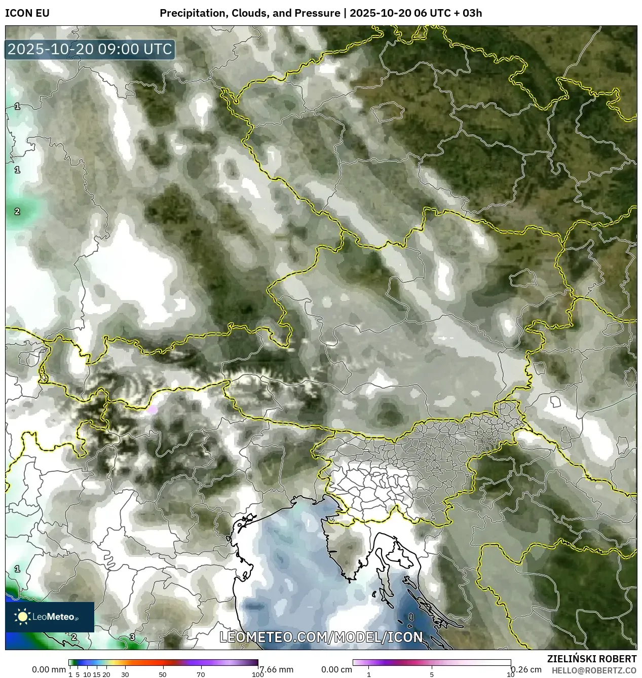 ICON model - Austria, Precipitation, Clouds, and Pressure ICON model - Austria, Precipitation, Clouds, and Pressure
