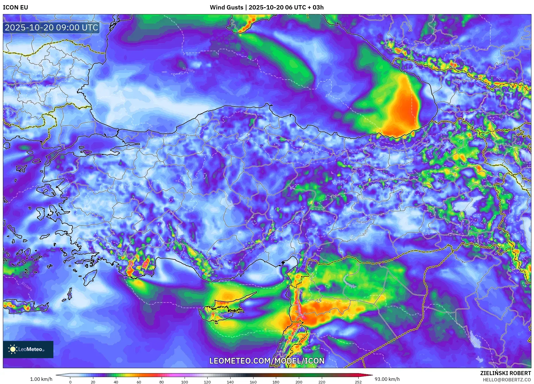 ICON model - Turkey, Wind Gusts ICON model - Turkey, Wind Gusts
