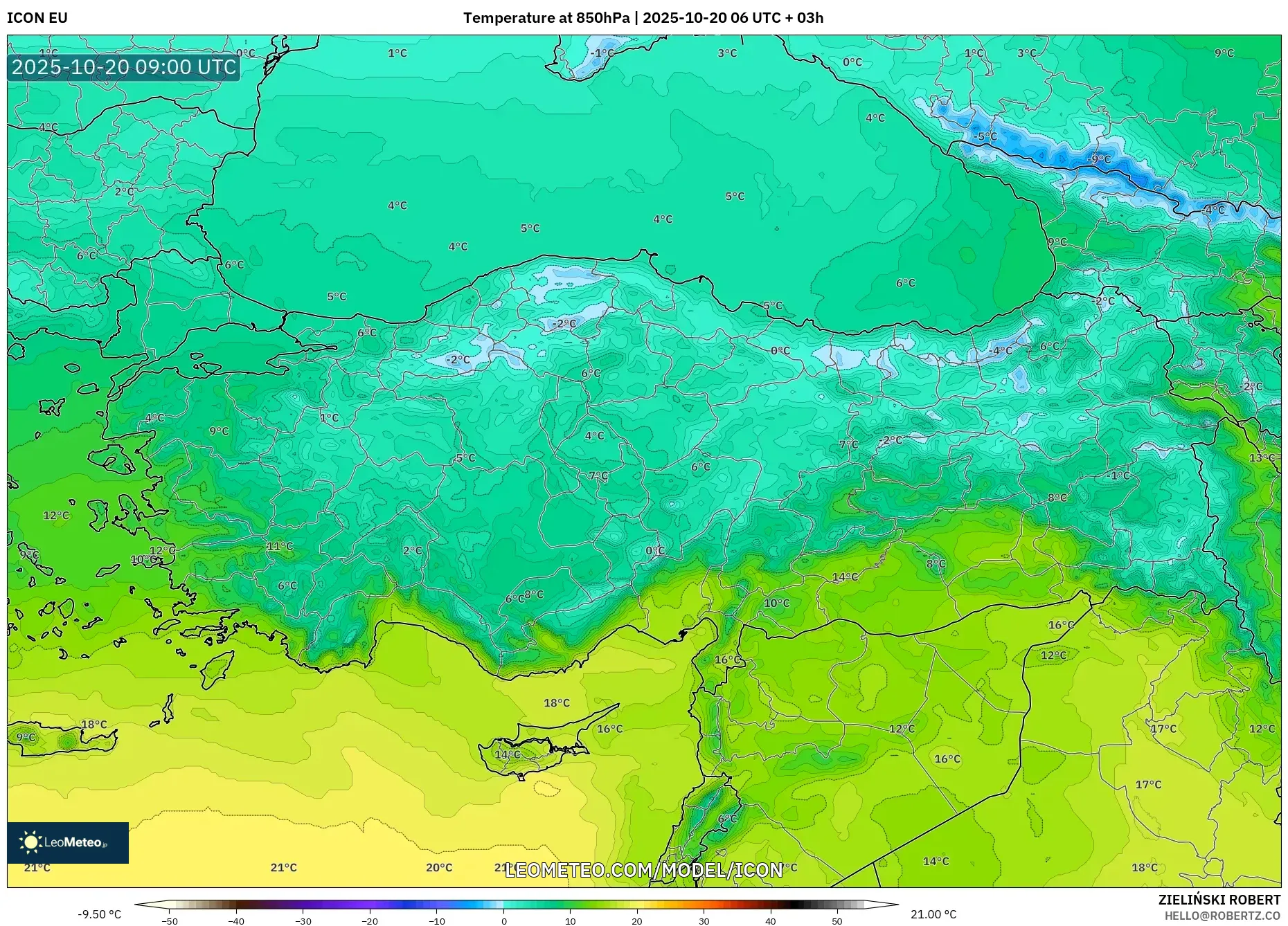 ICON model - Turkey, Temperature at 850hPa ICON model - Turkey, Temperature at 850hPa