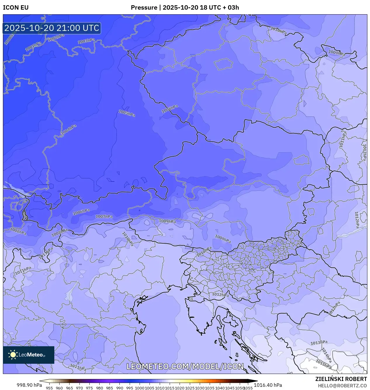 ICON model - Austria, Pressure ICON model - Austria, Pressure