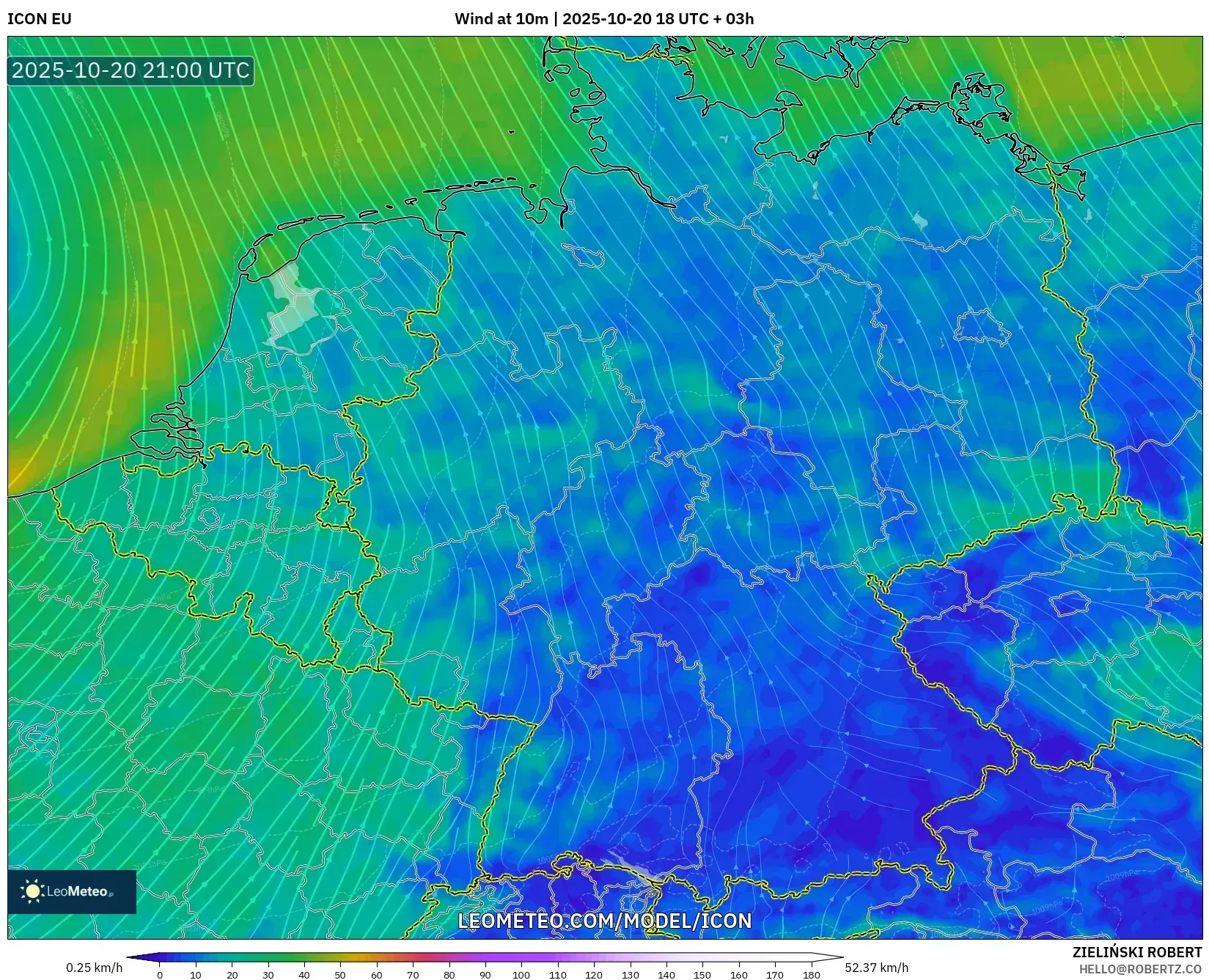 ICON model - Germany, Wind at 10m ICON model - Germany, Wind at 10m