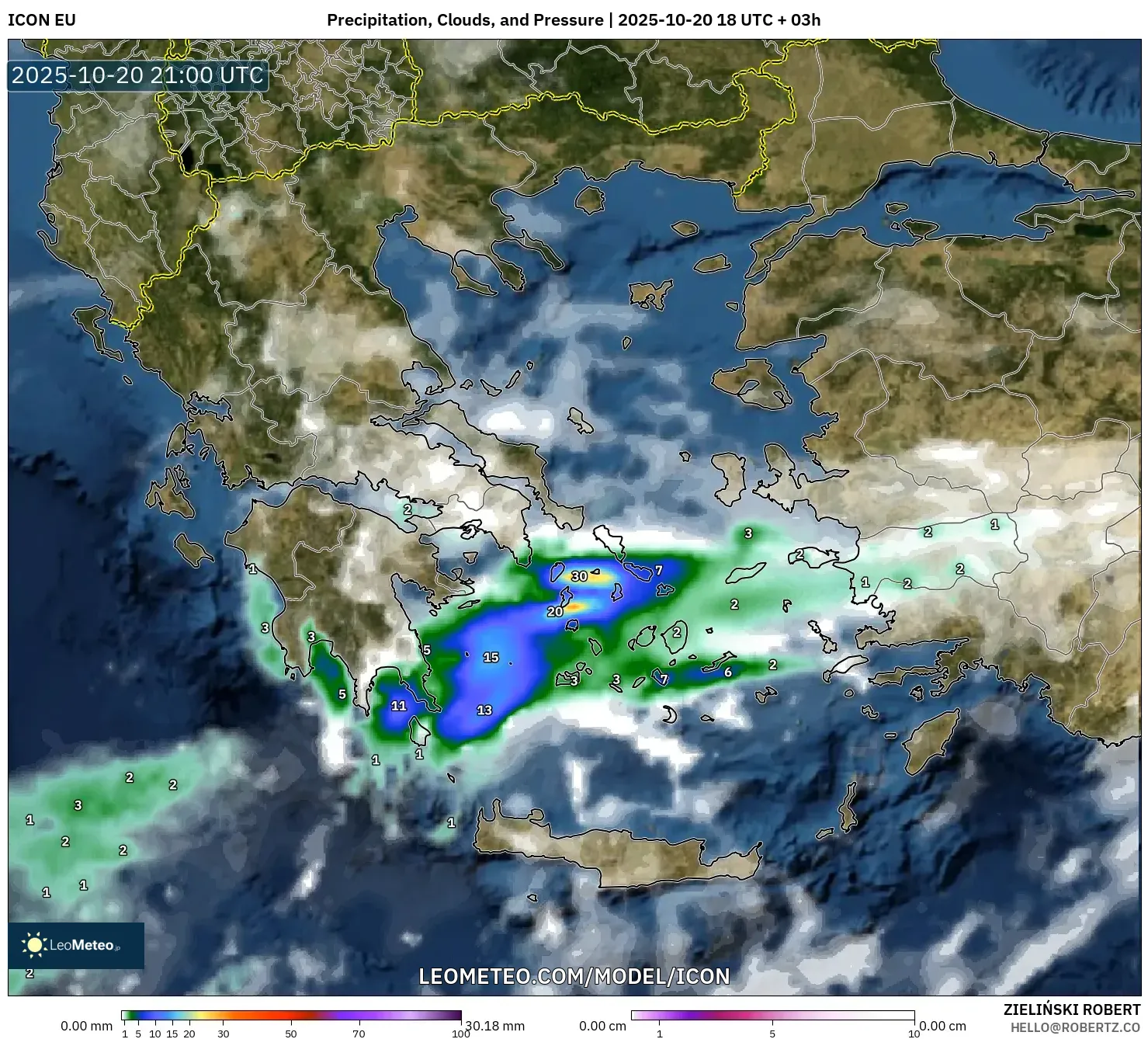 ICON model - Greece, Precipitation, Clouds, and Pressure ICON model - Greece, Precipitation, Clouds, and Pressure