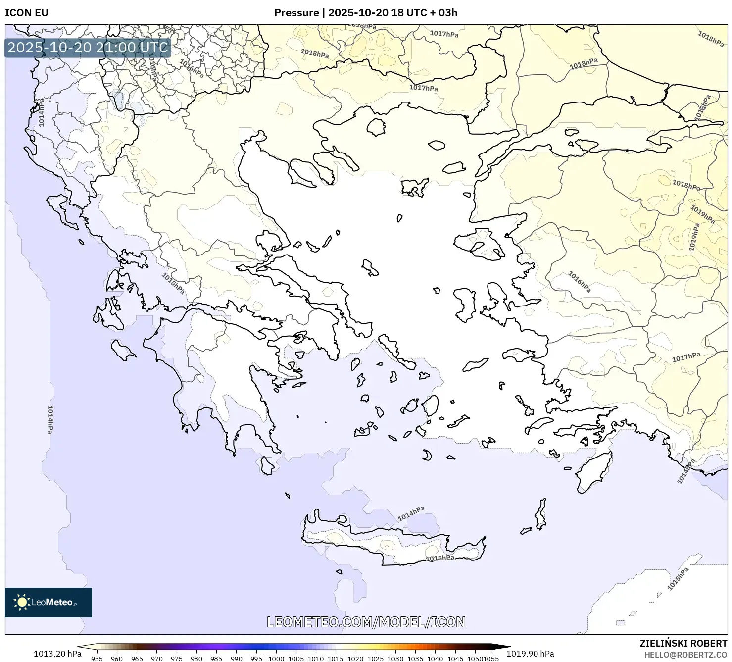 ICON model - Greece, Pressure ICON model - Greece, Pressure