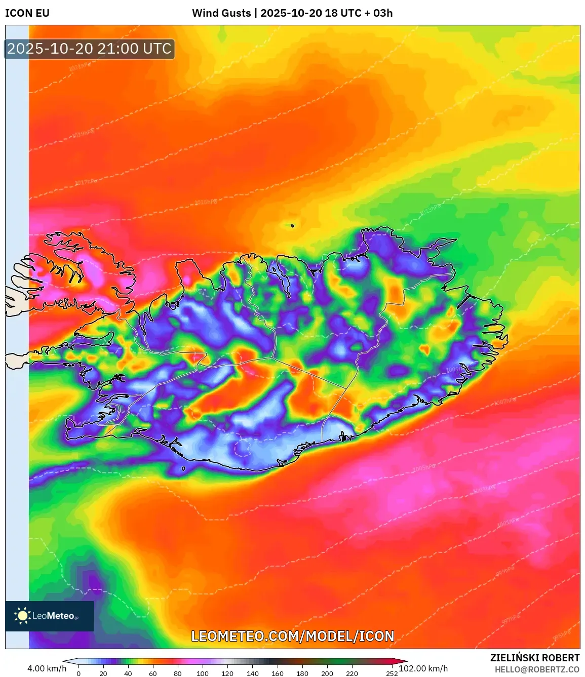 ICON model - Iceland, Wind Gusts ICON model - Iceland, Wind Gusts