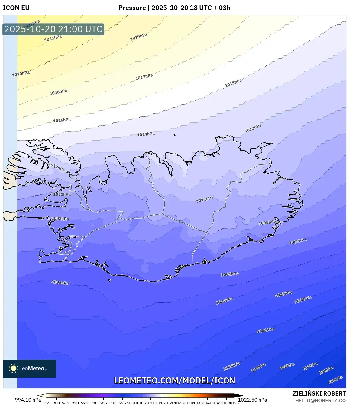 ICON model - Iceland, Pressure ICON model - Iceland, Pressure