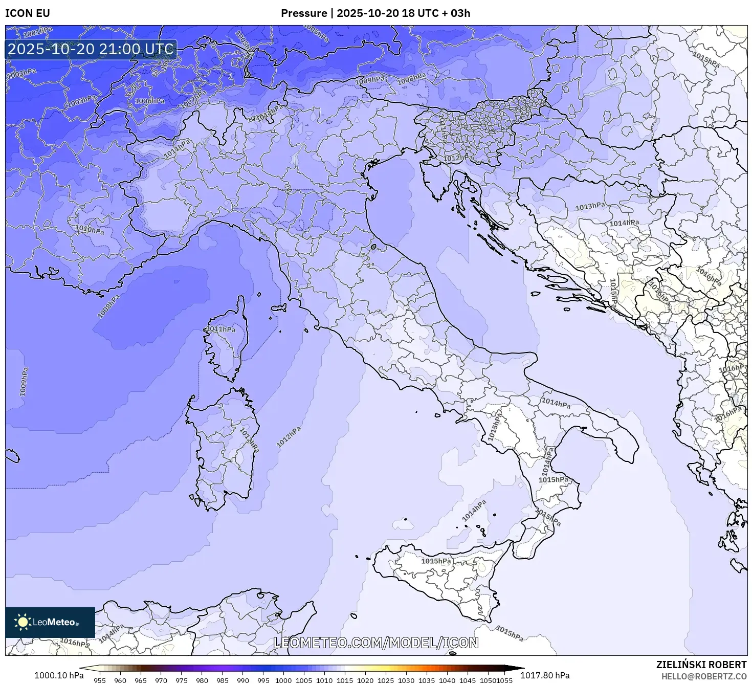 ICON model - Italy, Pressure