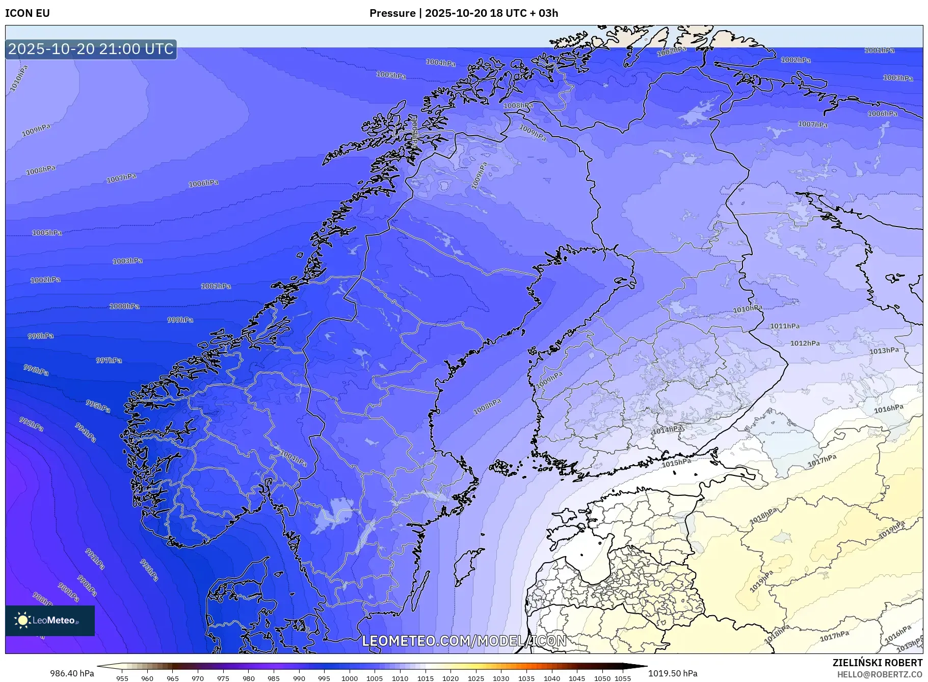 ICON model - Scandinavia, Pressure ICON model - Scandinavia, Pressure