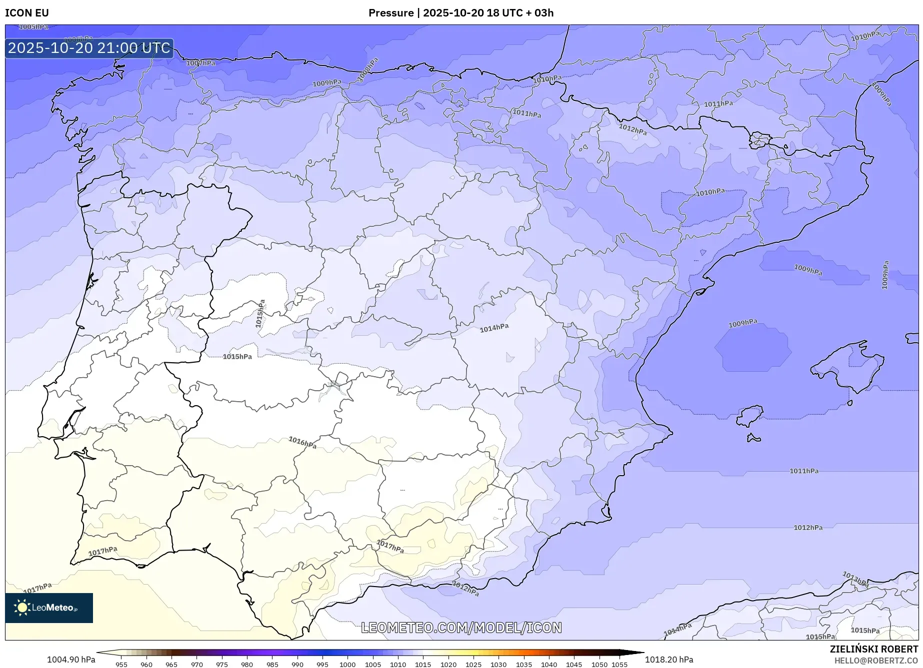 ICON model - Spain, Pressure ICON model - Spain, Pressure