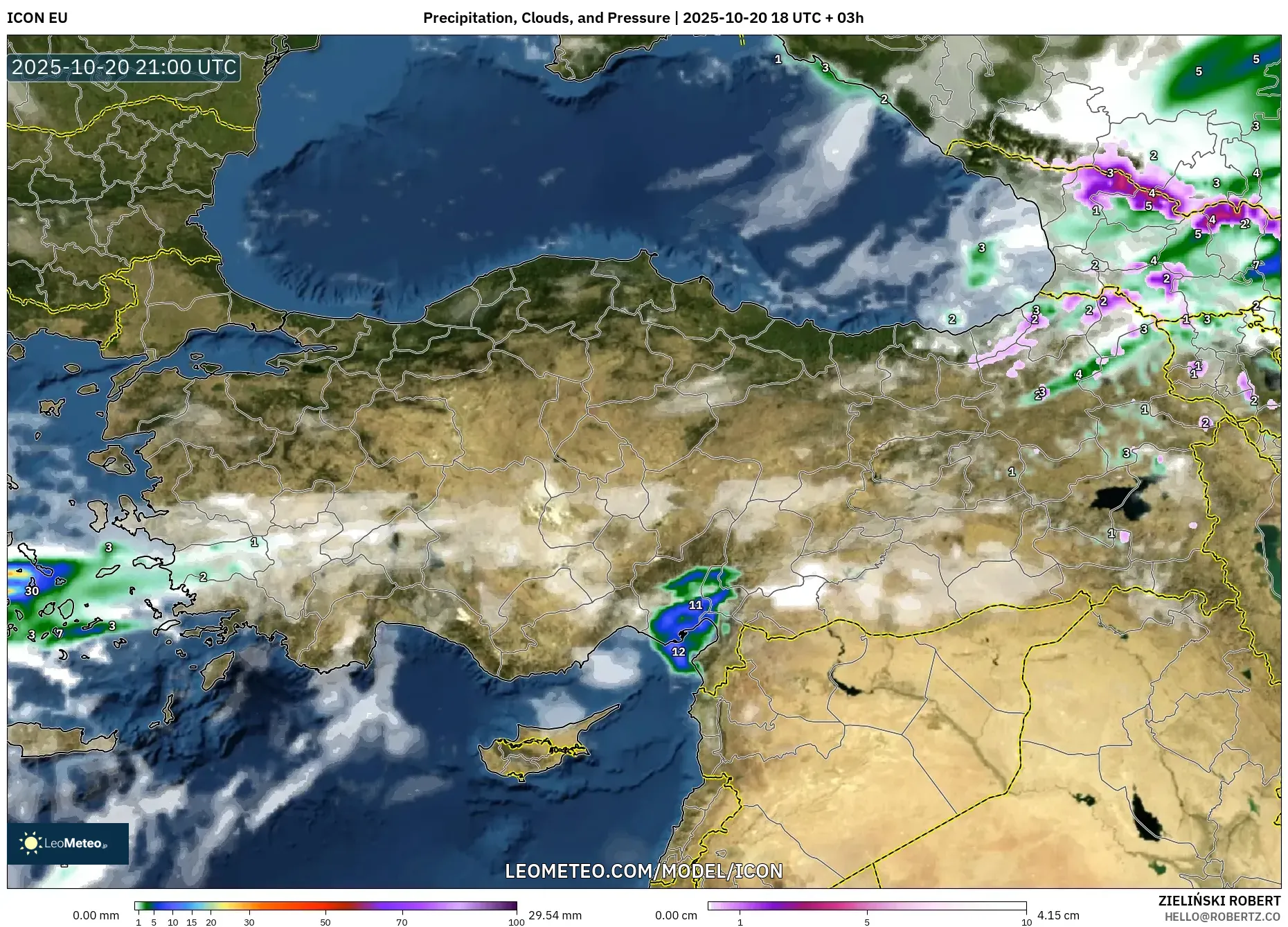 ICON model - Turkey, Precipitation, Clouds, and Pressure ICON model - Turkey, Precipitation, Clouds, and Pressure