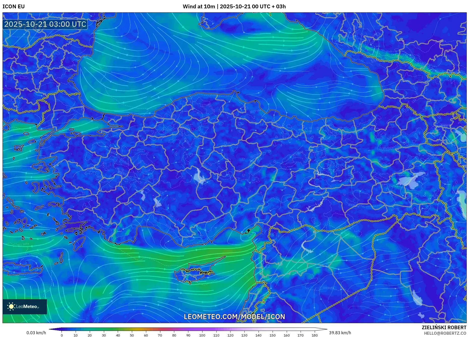 ICON model - Turkey, Wind at 10m