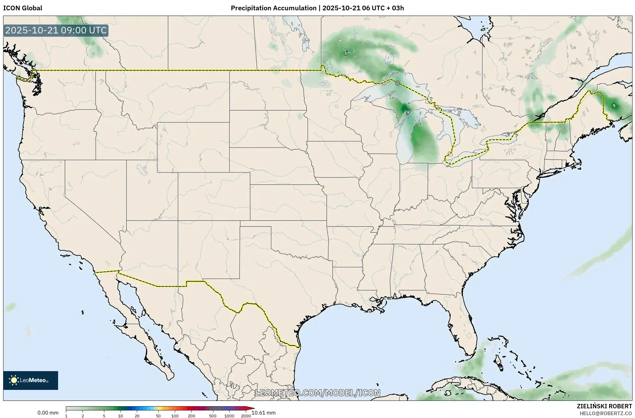ICON model - United States, Precipitation Accumulation ICON model - United States, Precipitation Accumulation
