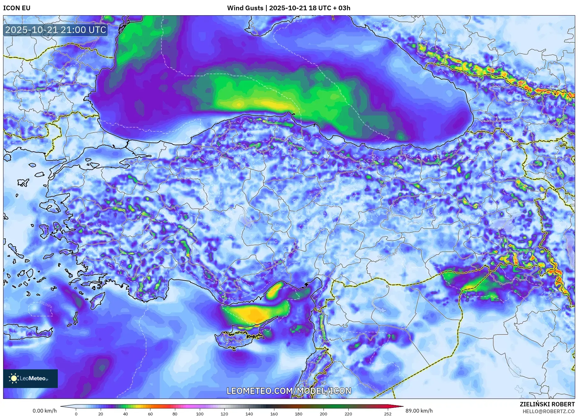 ICON model - Turkey, Wind Gusts ICON model - Turkey, Wind Gusts