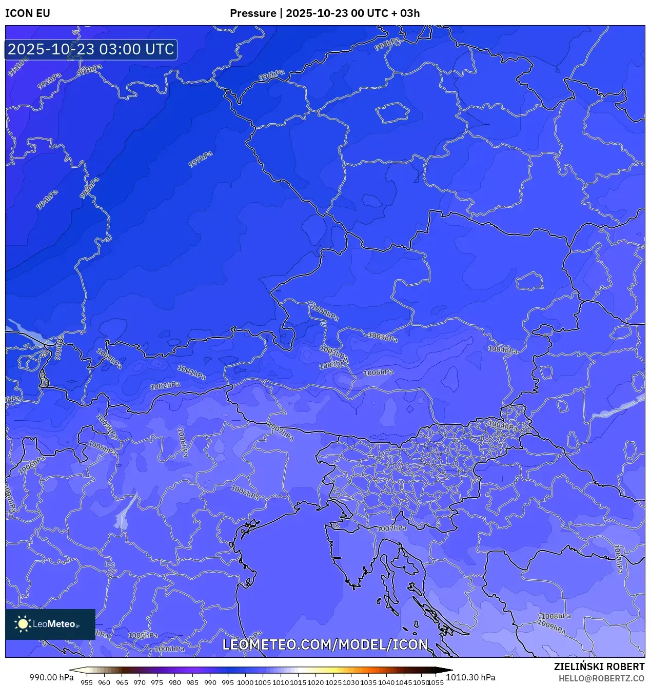 ICON model - Austria, Pressure ICON model - Austria, Pressure