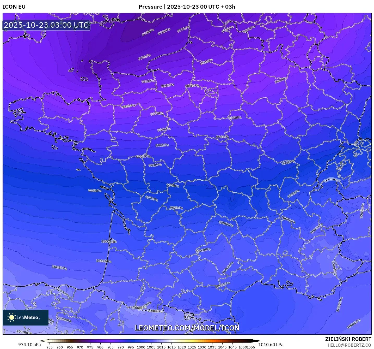 ICON model - France, Pressure ICON model - France, Pressure