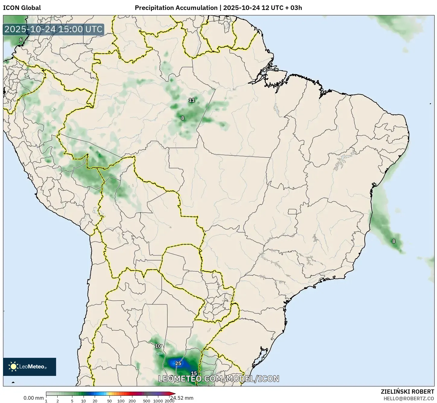 ICON model - Brazil, Precipitation Accumulation ICON model - Brazil, Precipitation Accumulation