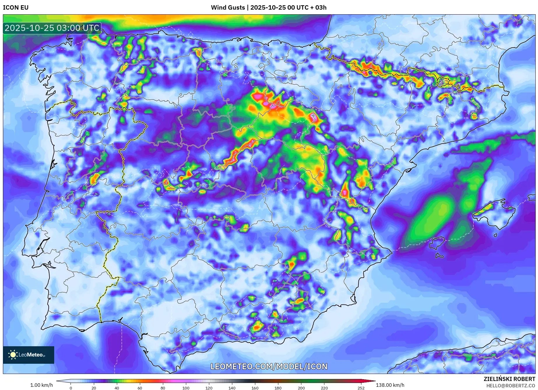 ICON model - Spain, Wind Gusts ICON model - Spain, Wind Gusts