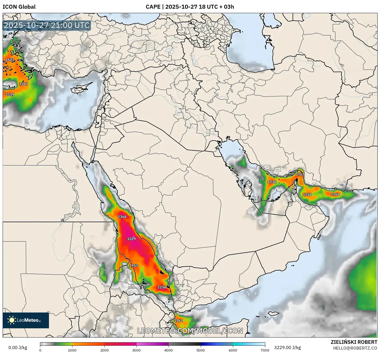 ICON model - Middle East, CAPE ICON model - Middle East, CAPE