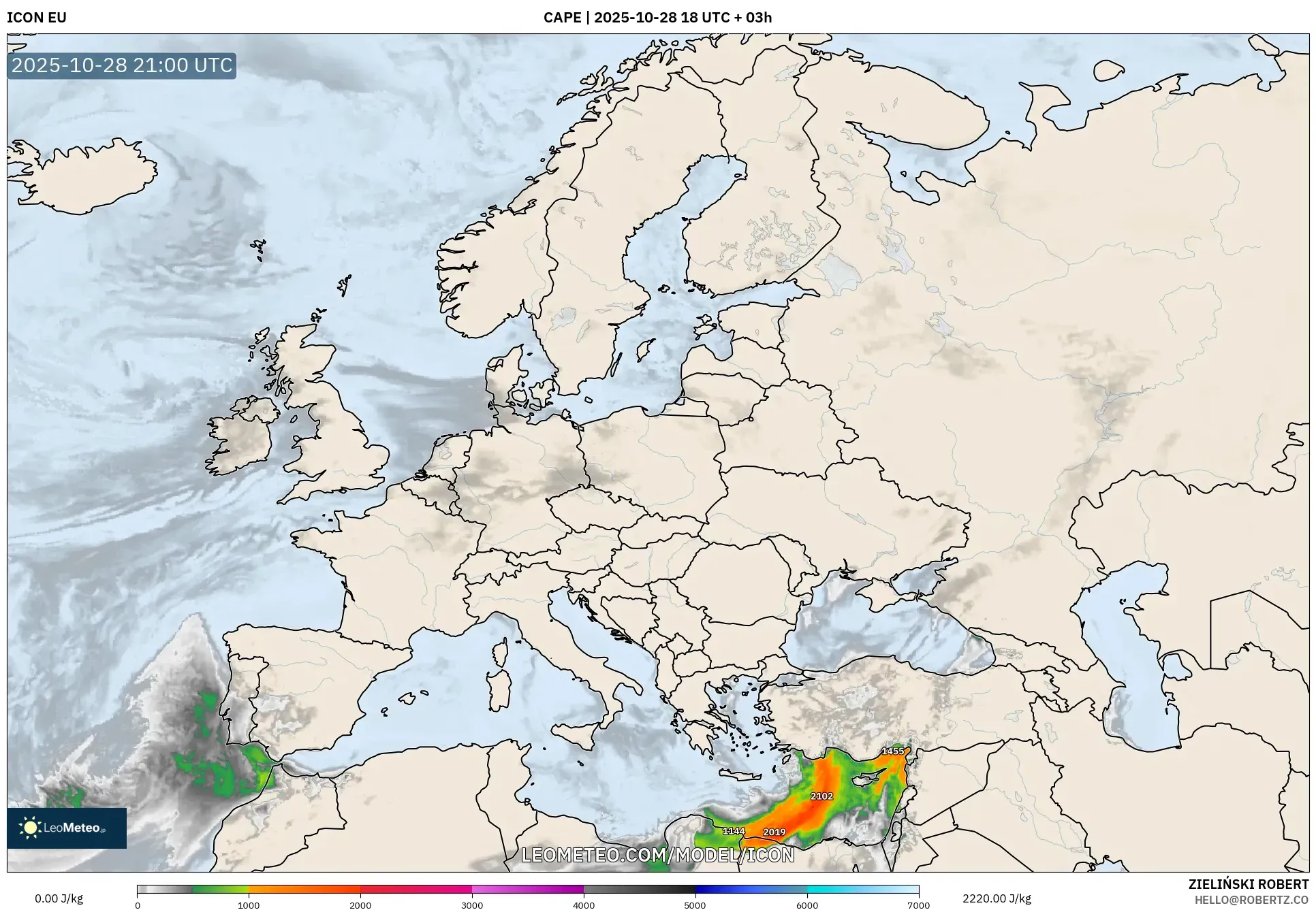 ICON model - Europe, CAPE ICON model - Europe, CAPE