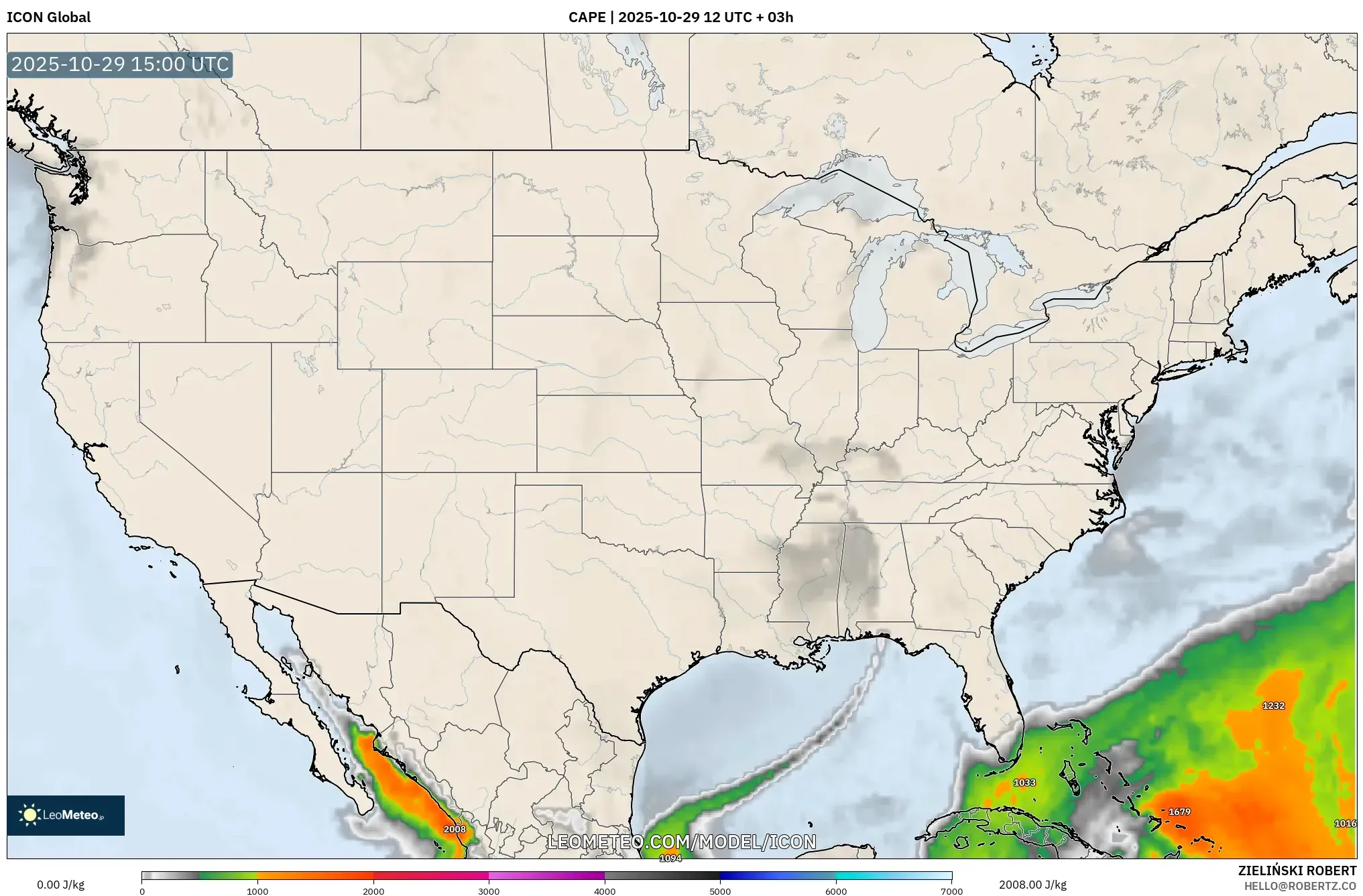 ICON model - United States, CAPE ICON model - United States, CAPE