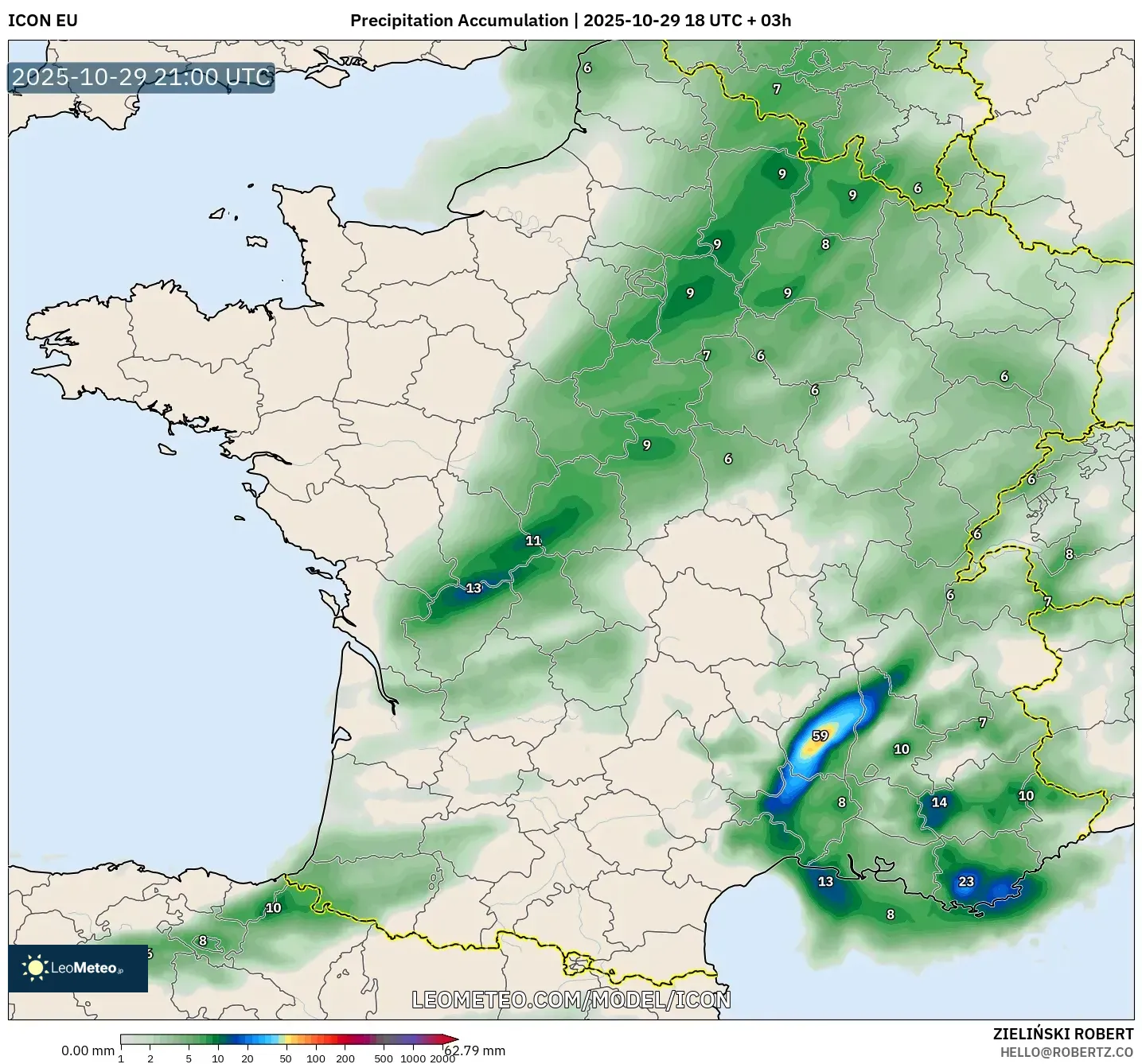 ICON model - France, Precipitation Accumulation ICON model - France, Precipitation Accumulation