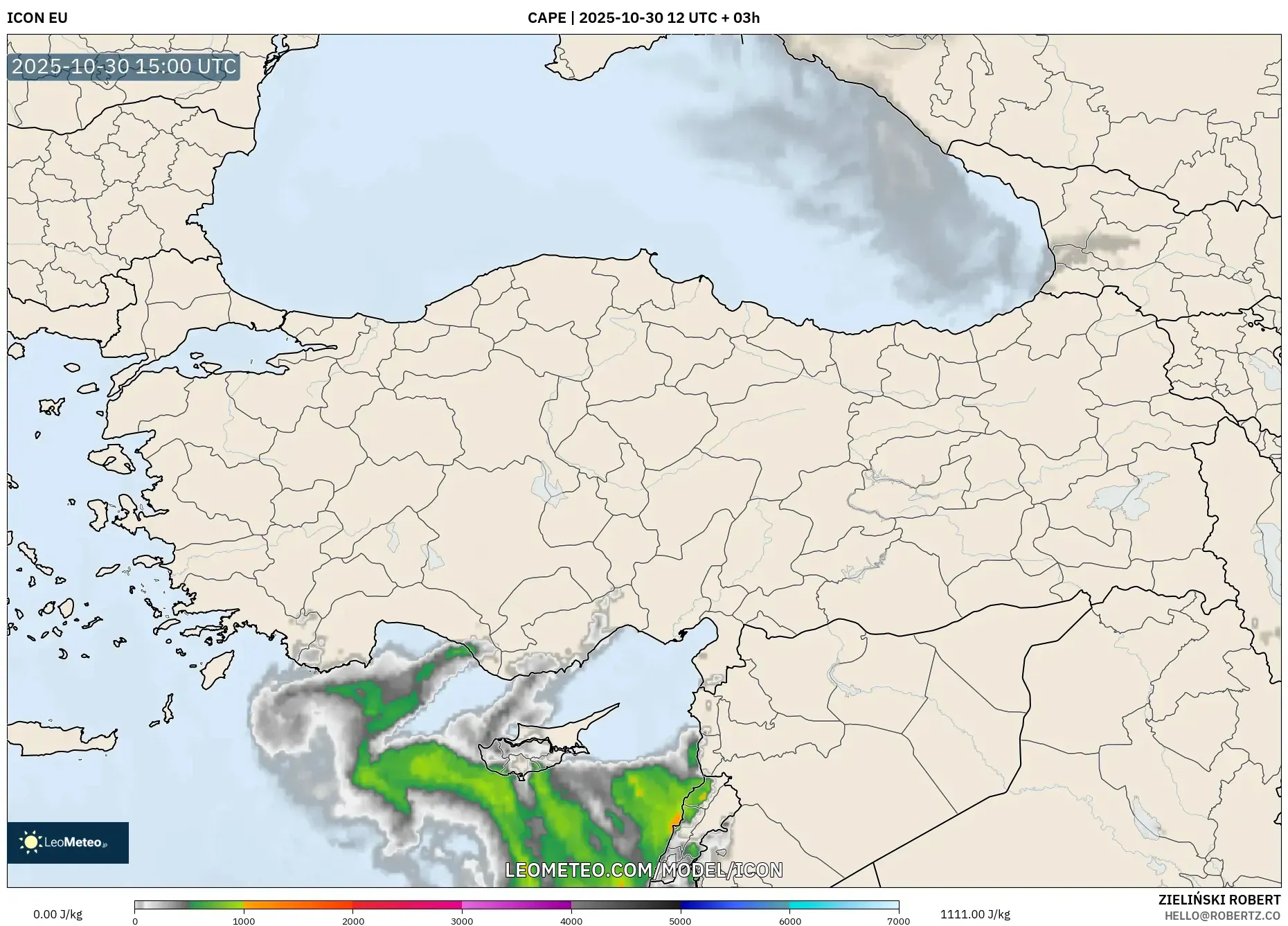 ICON model - Turkey, CAPE ICON model - Turkey, CAPE
