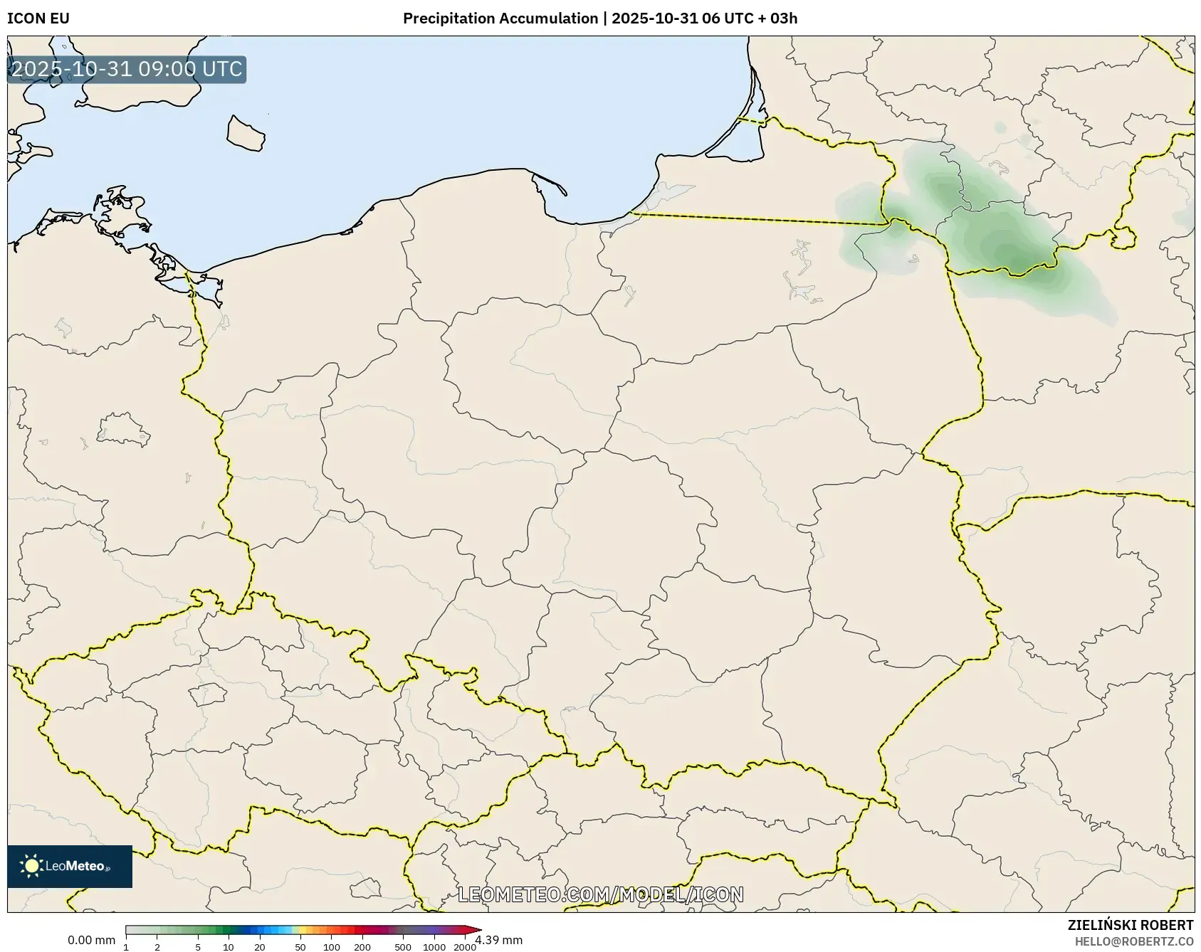 ICON model - Poland, Precipitation Accumulation ICON model - Poland, Precipitation Accumulation