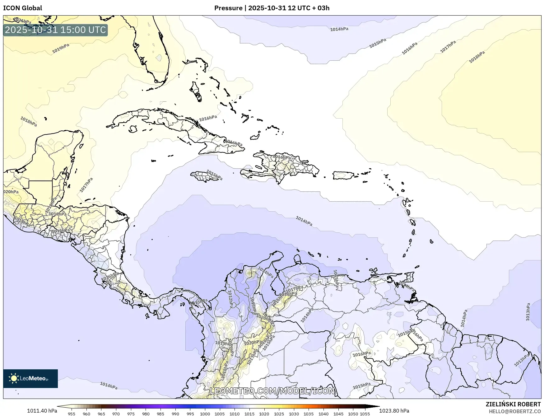ICON model - Caribbean, Pressure ICON model - Caribbean, Pressure