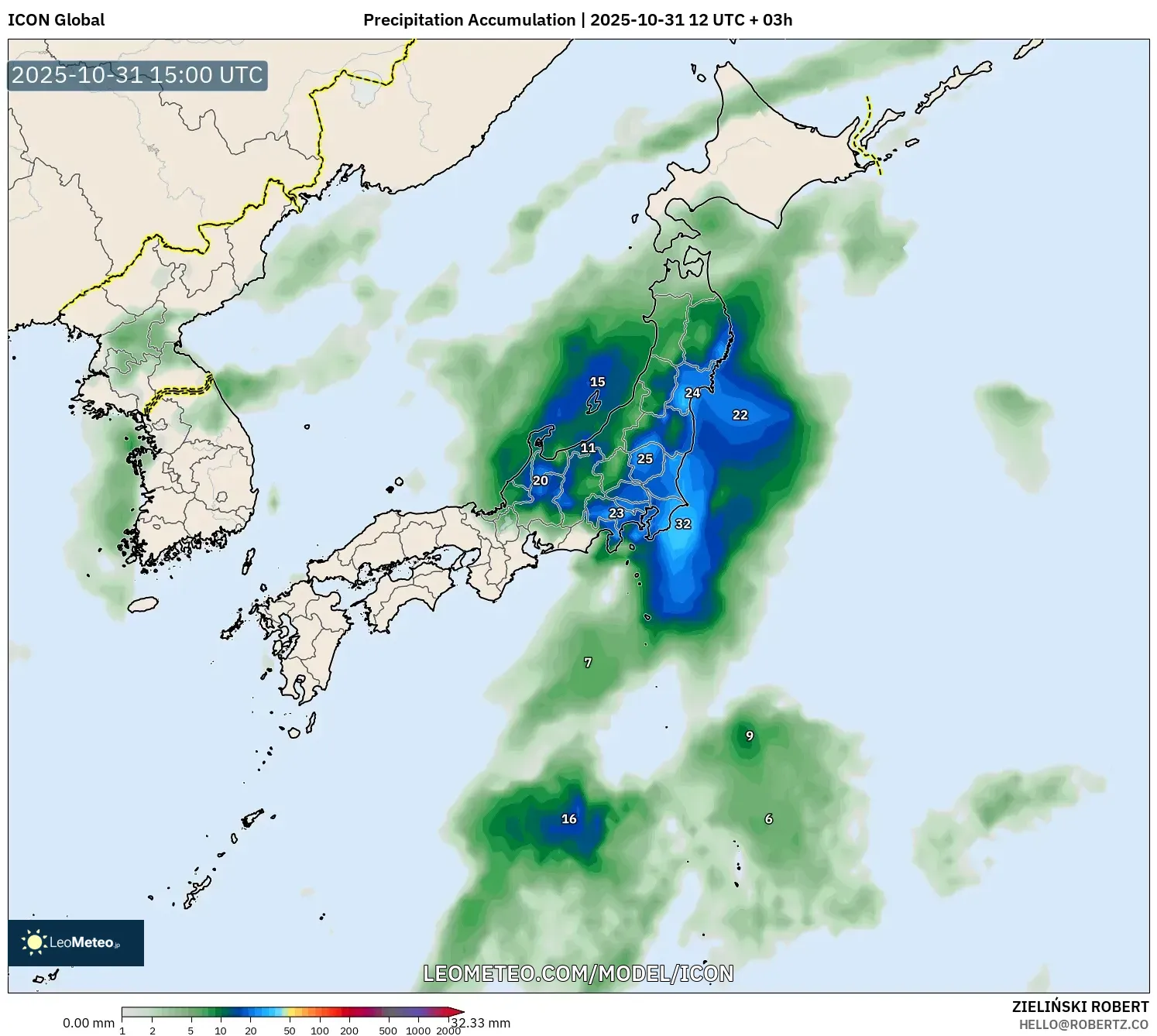ICON model - Japan, Precipitation Accumulation ICON model - Japan, Precipitation Accumulation