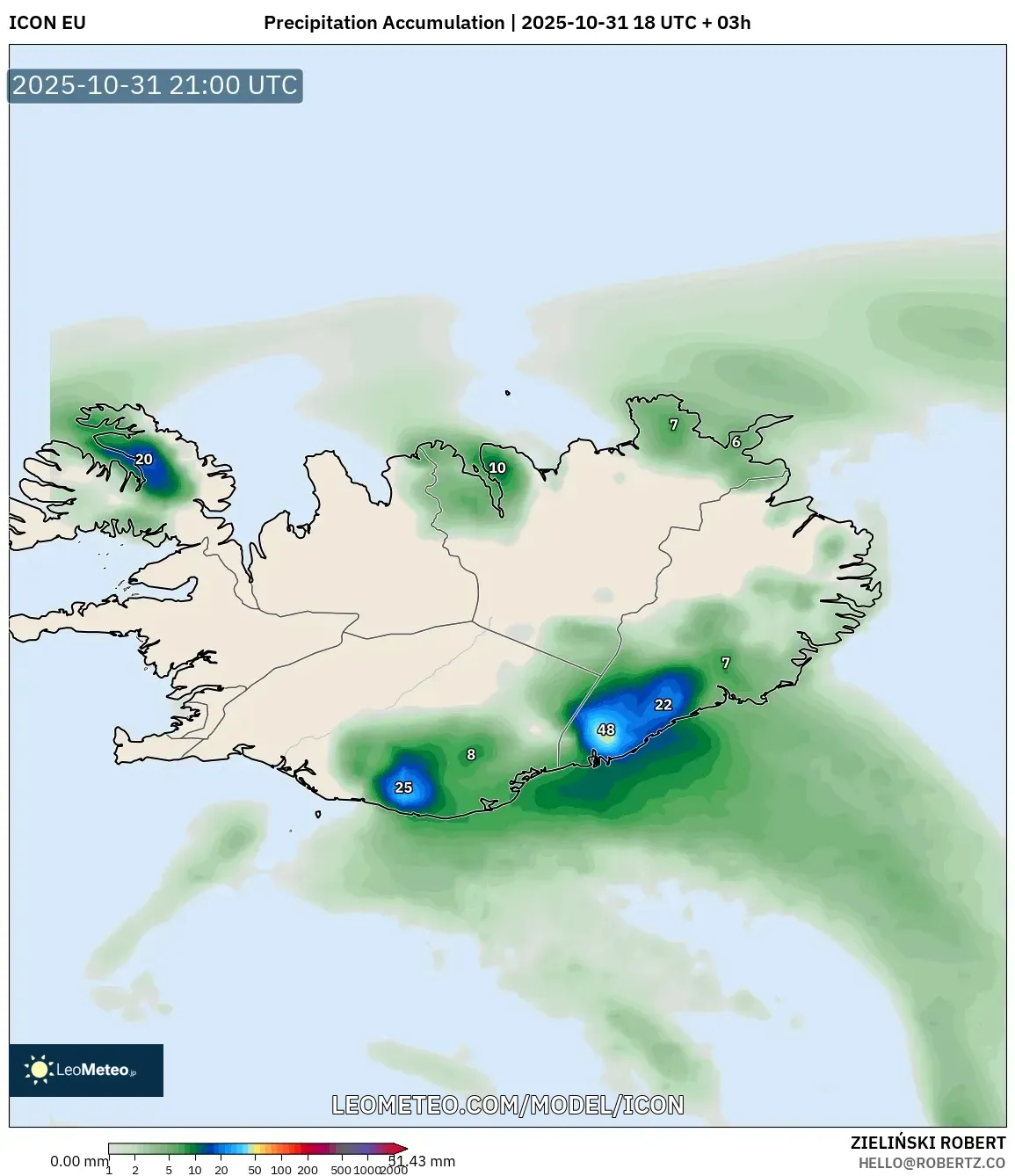 ICON model - Iceland, Precipitation Accumulation ICON model - Iceland, Precipitation Accumulation