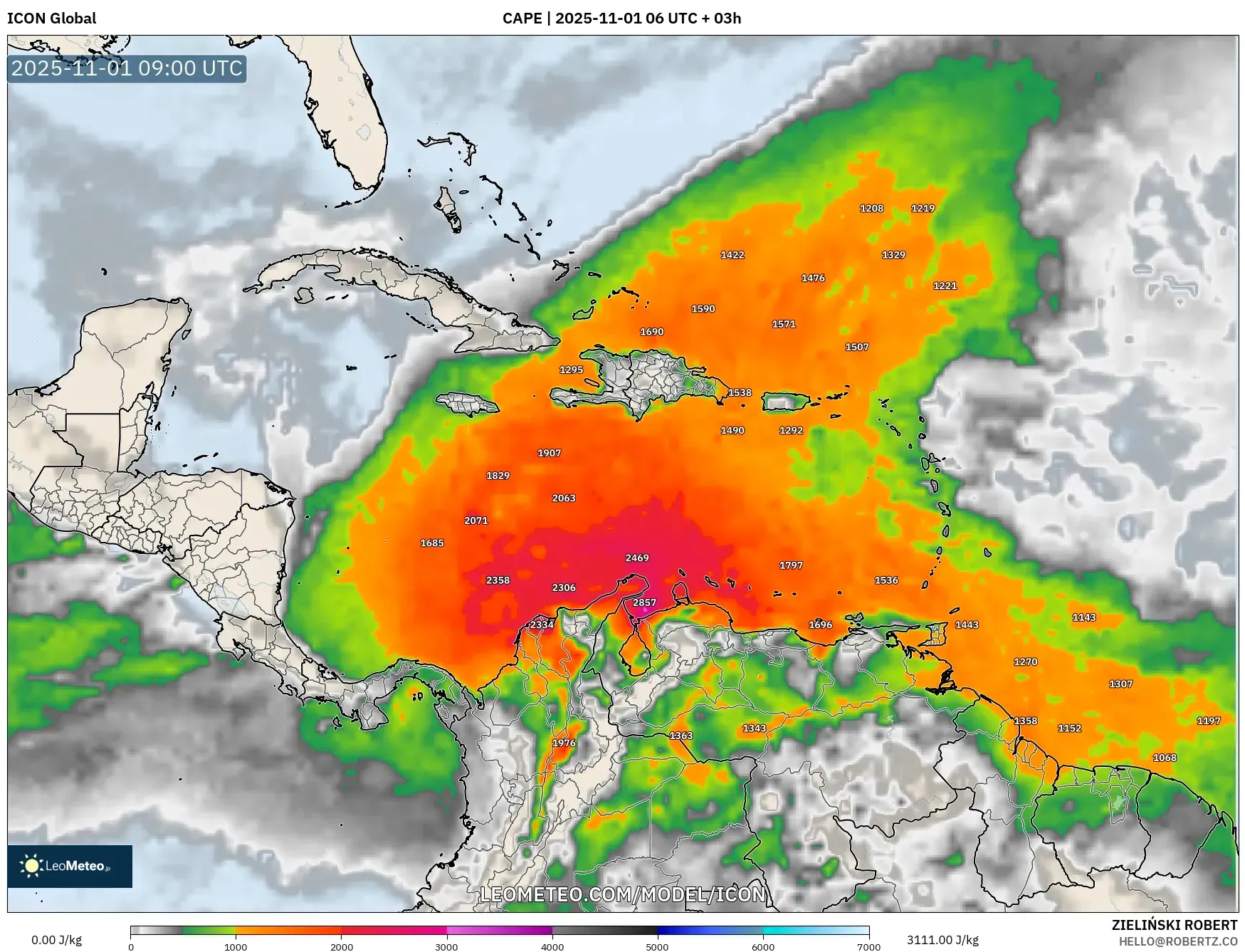 ICON model - Caribbean, CAPE ICON model - Caribbean, CAPE