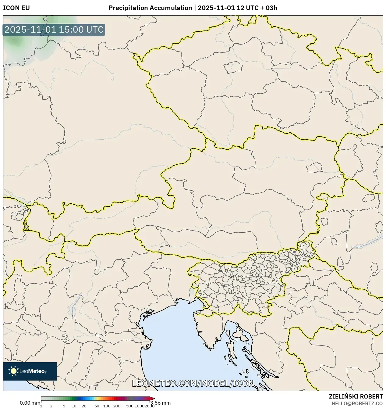 ICON model - Austria, Precipitation Accumulation ICON model - Austria, Precipitation Accumulation