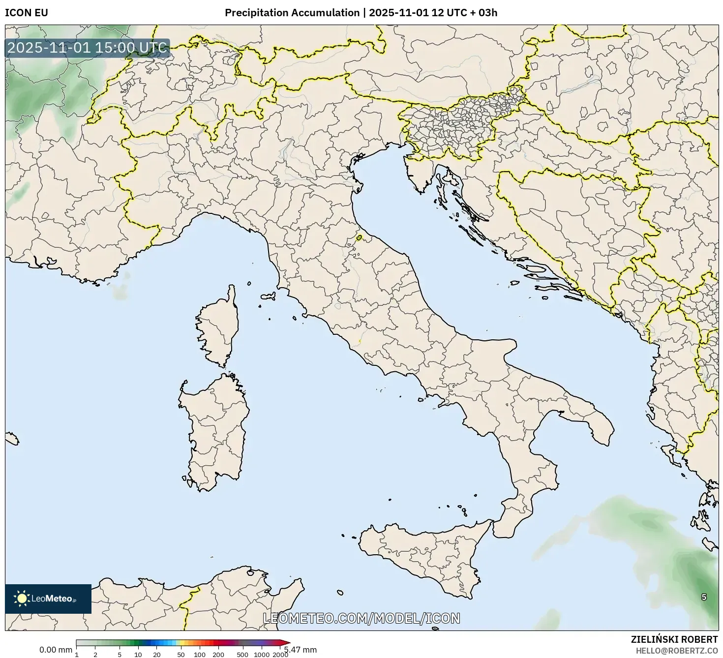ICON model - Italy, Precipitation Accumulation ICON model - Italy, Precipitation Accumulation