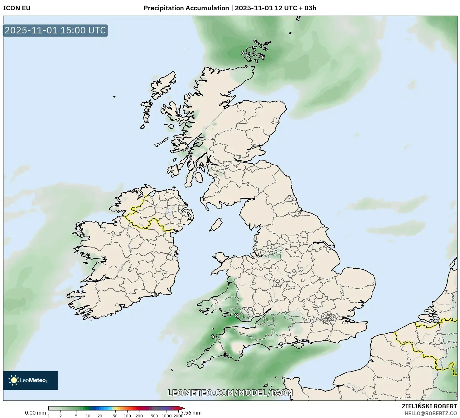 ICON model - United Kingdom, Precipitation Accumulation ICON model - United Kingdom, Precipitation Accumulation