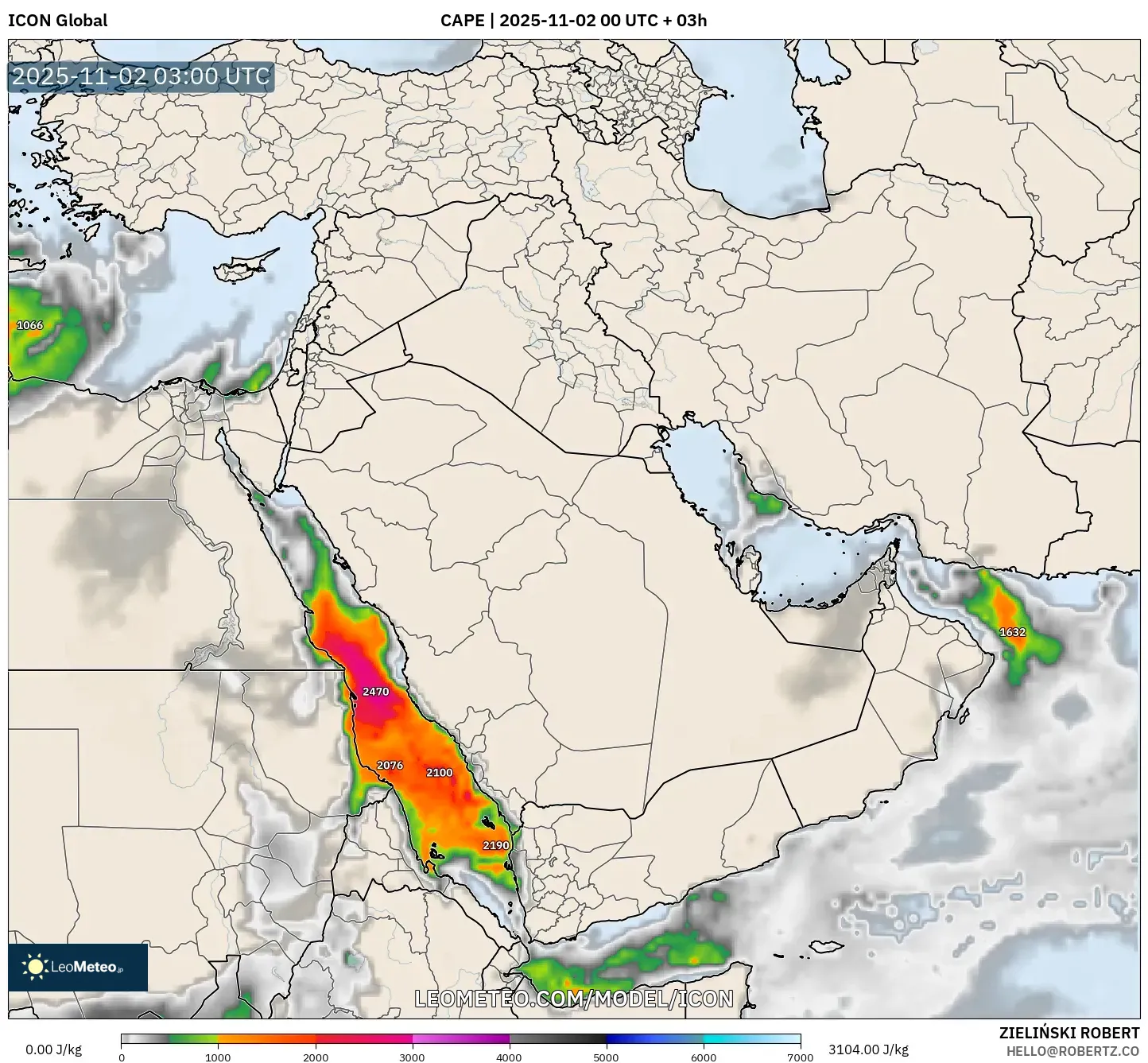 ICON model - Middle East, CAPE ICON model - Middle East, CAPE