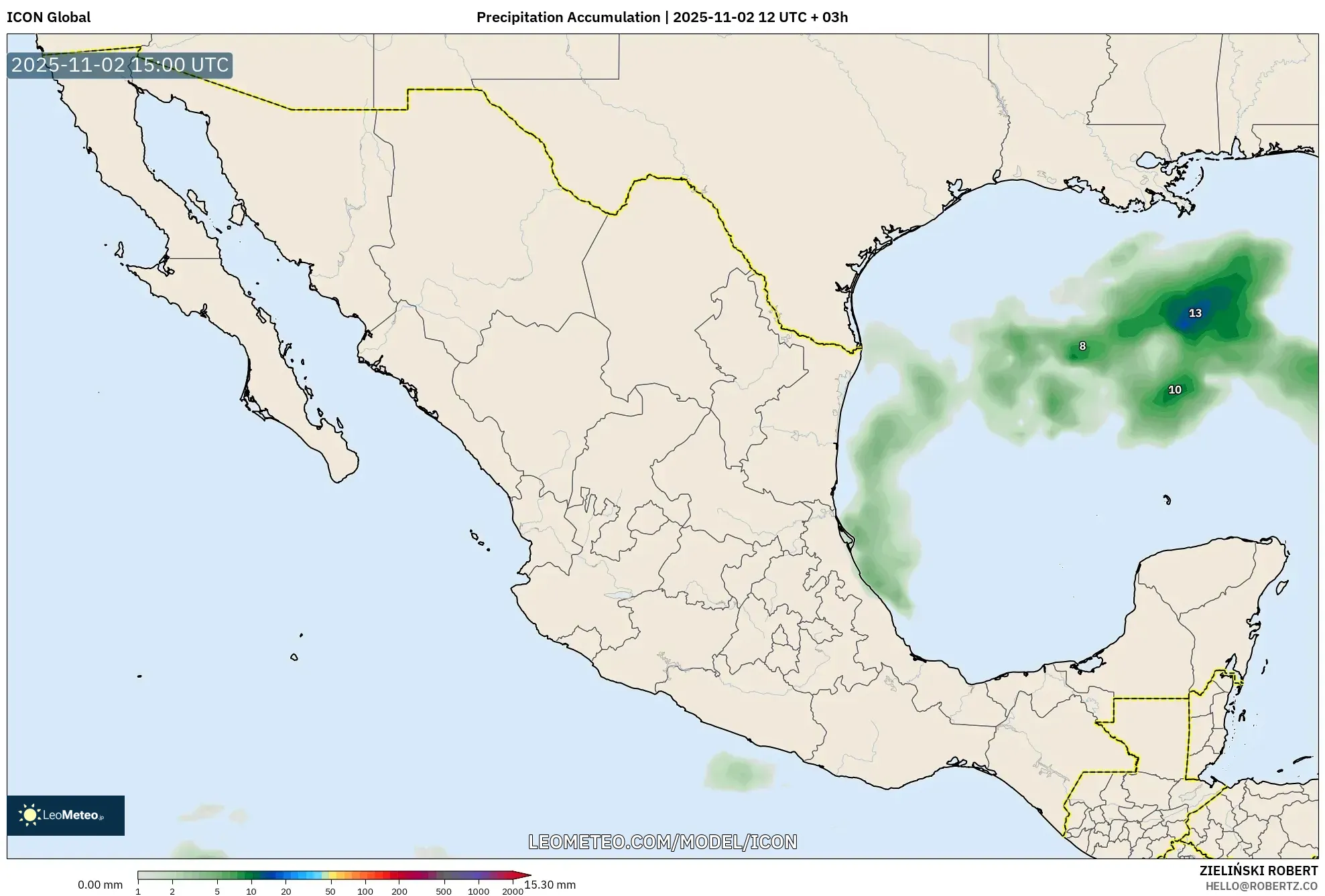 ICON model - Mexico, Precipitation Accumulation