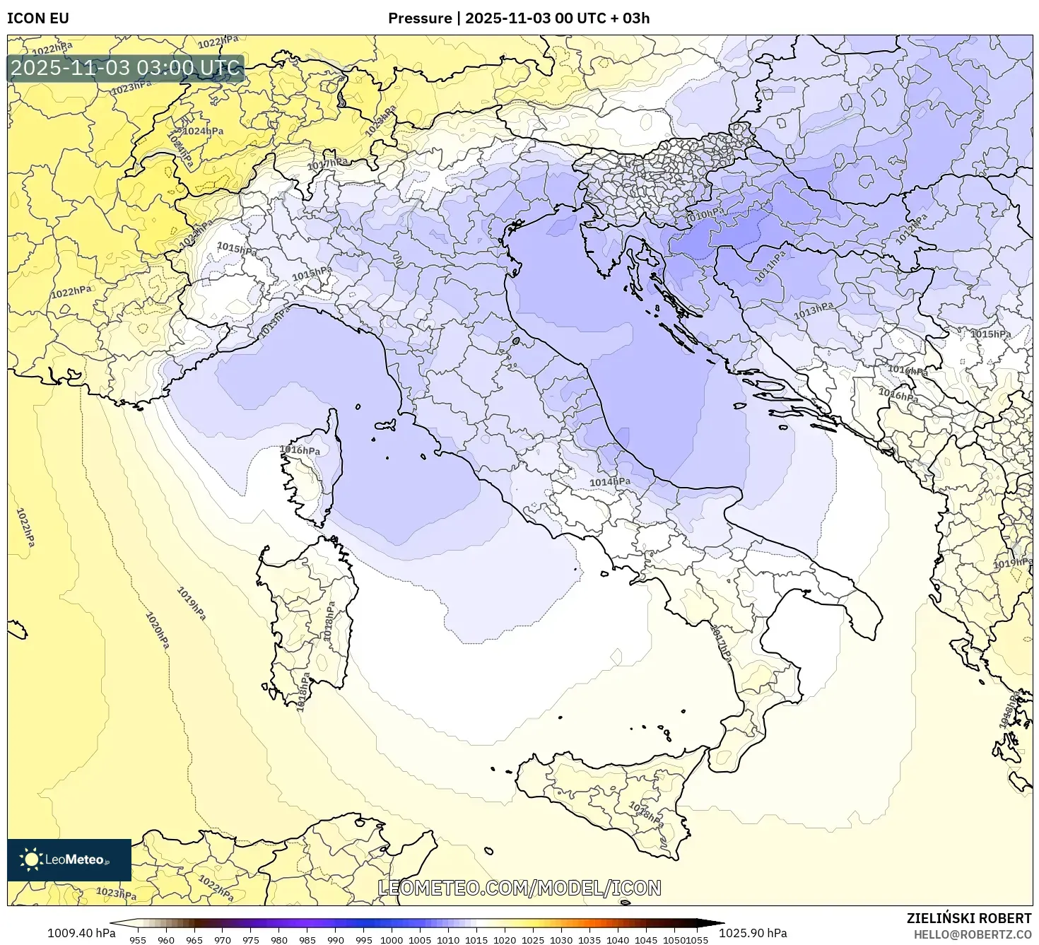 ICON model - Italy, Pressure
