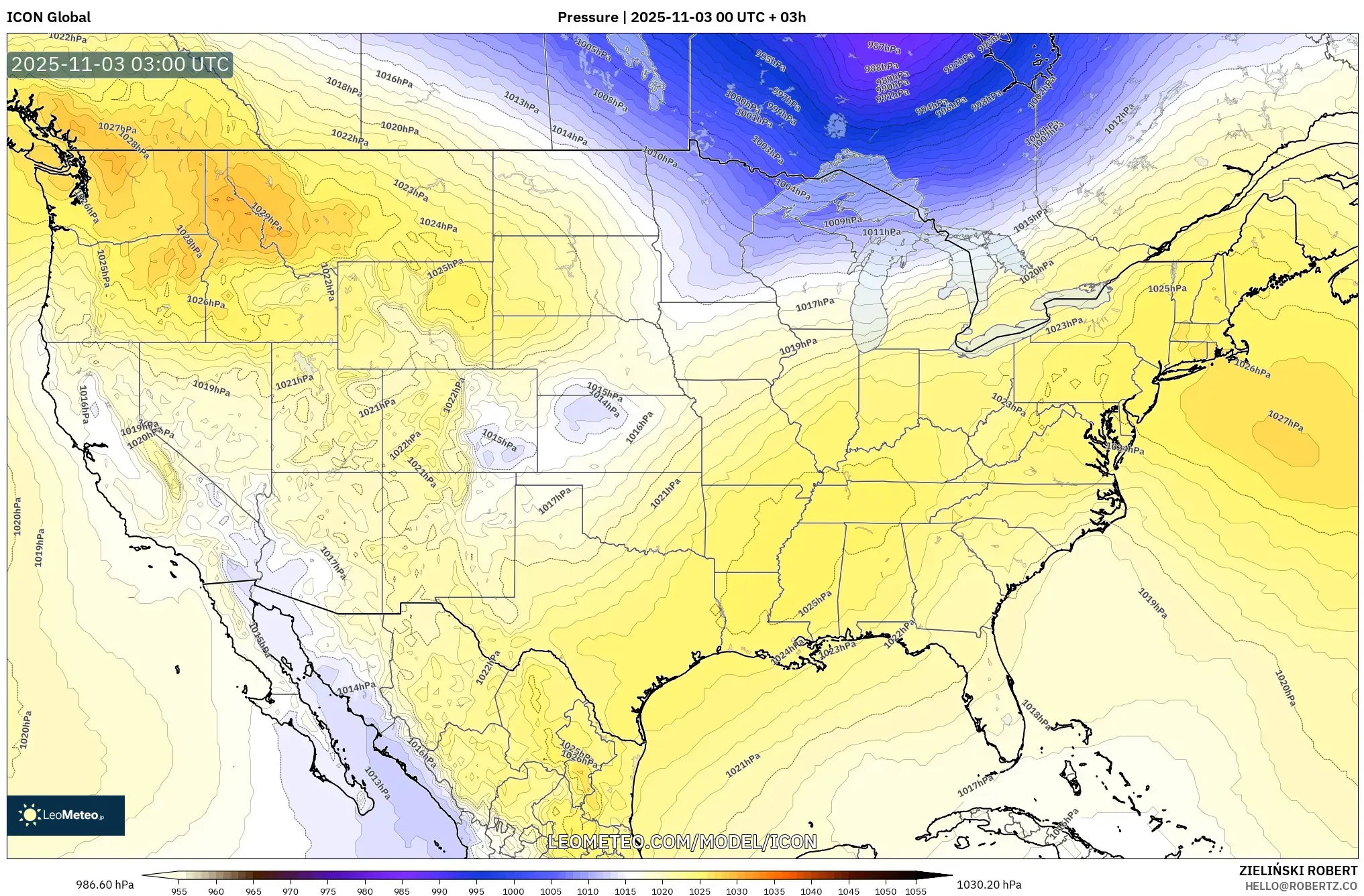 ICON model - United States, Pressure