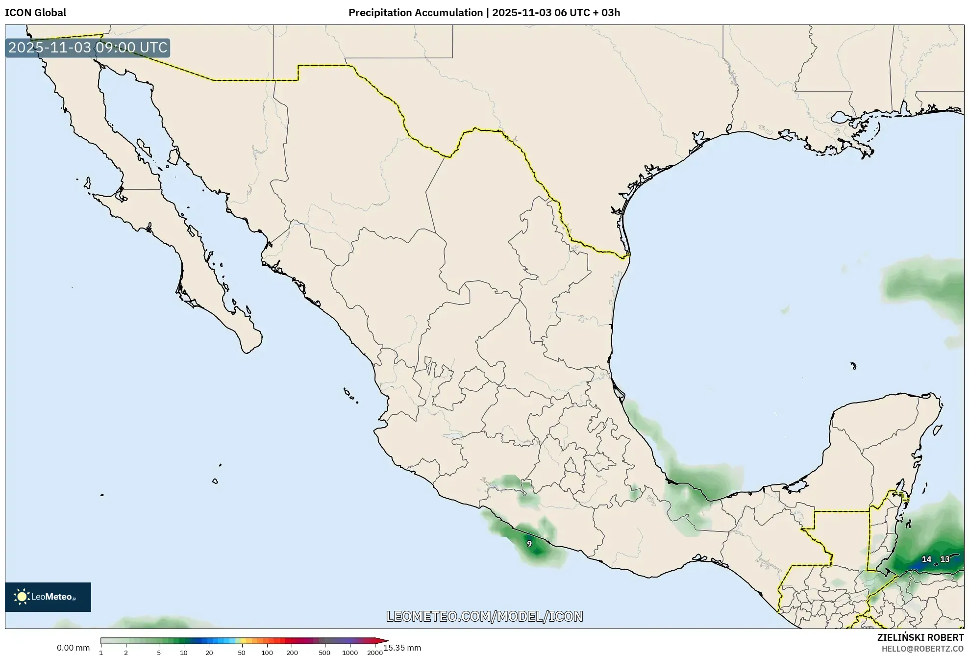 ICON model - Mexico, Precipitation Accumulation
