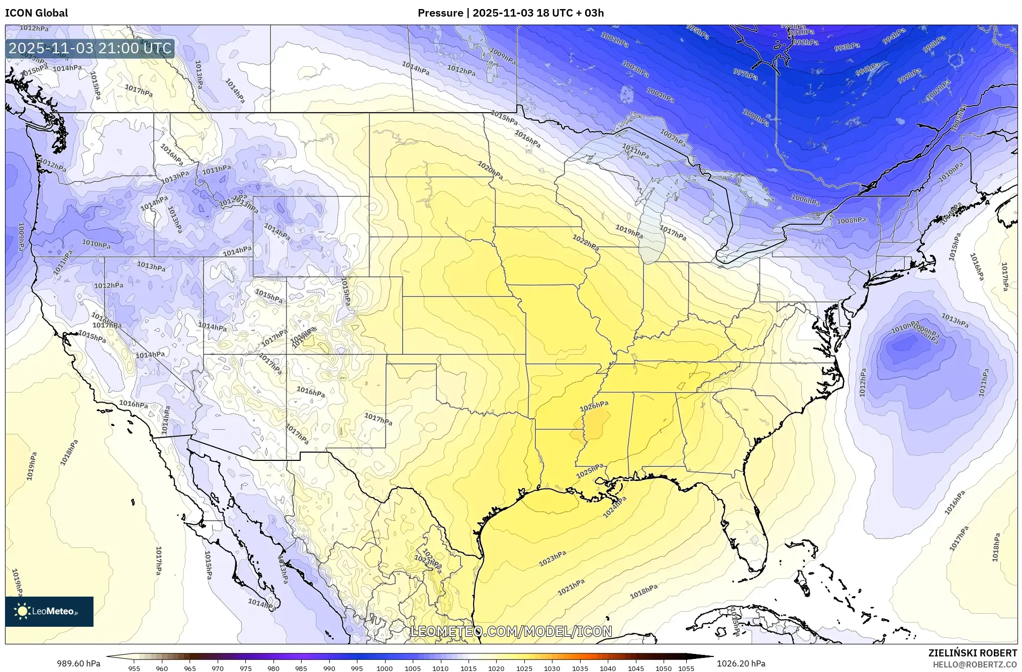 ICON model - United States, Pressure