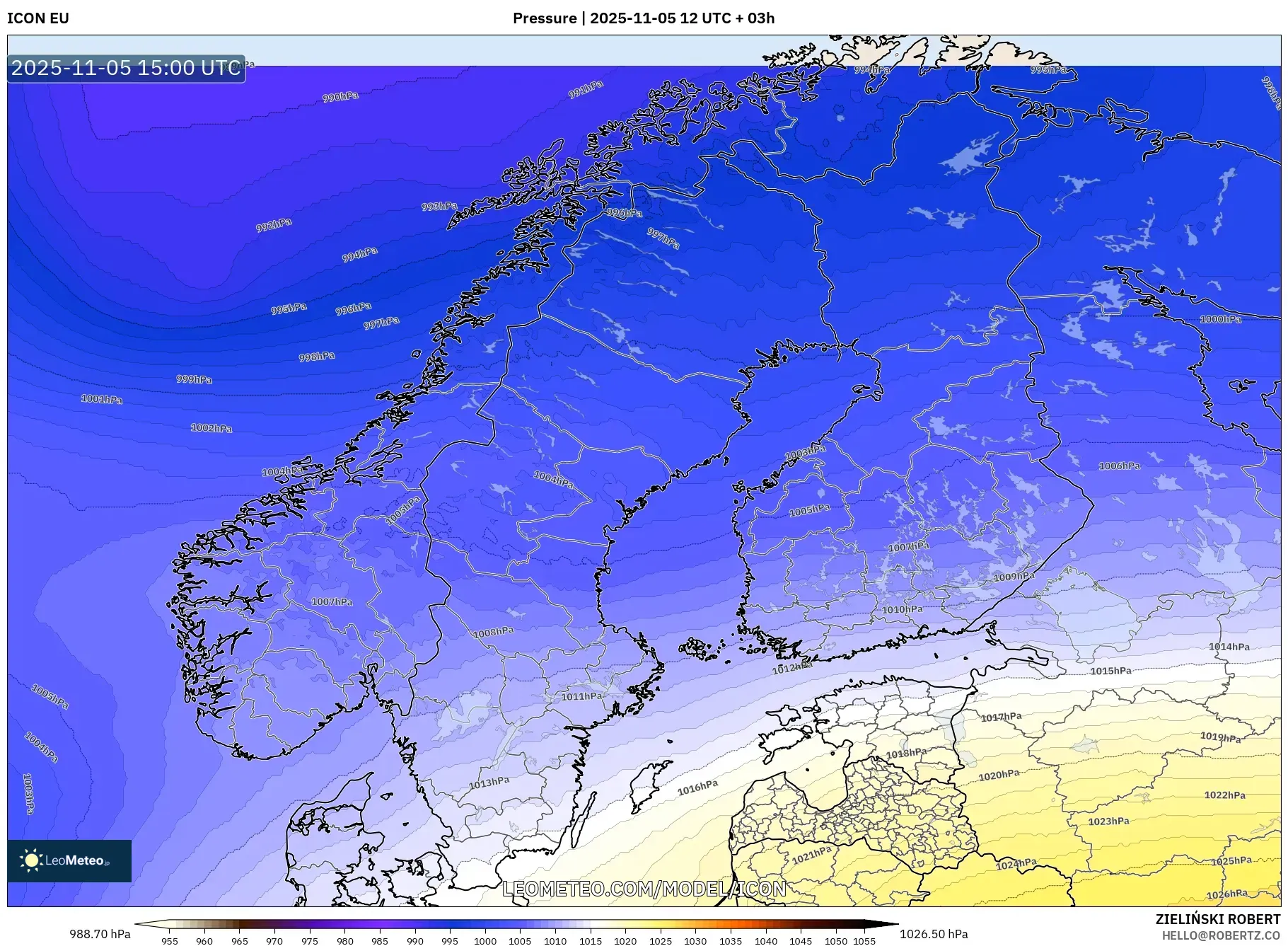 ICON model - Scandinavia, Pressure