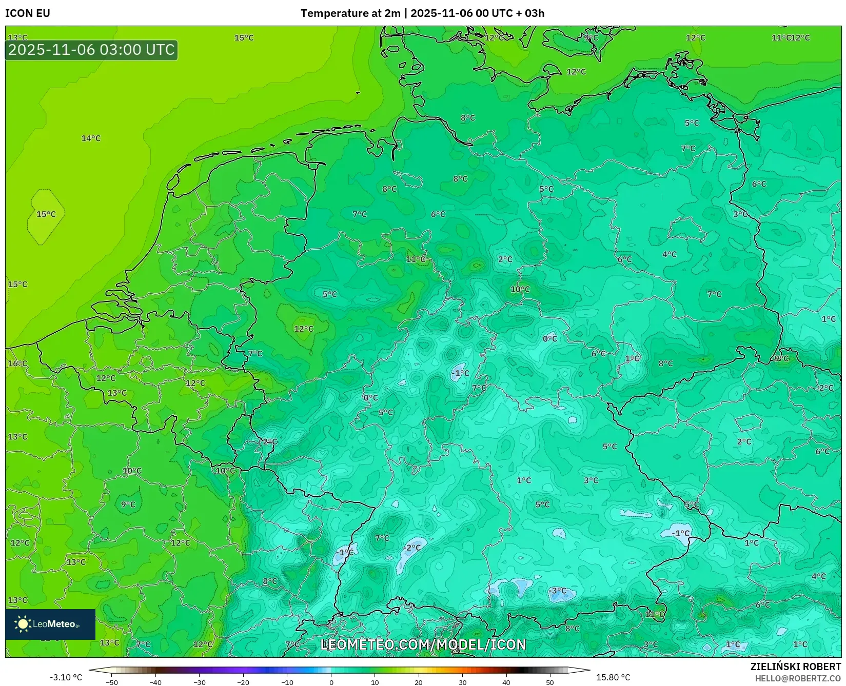 ICON model - Germany, Temperature at 2m