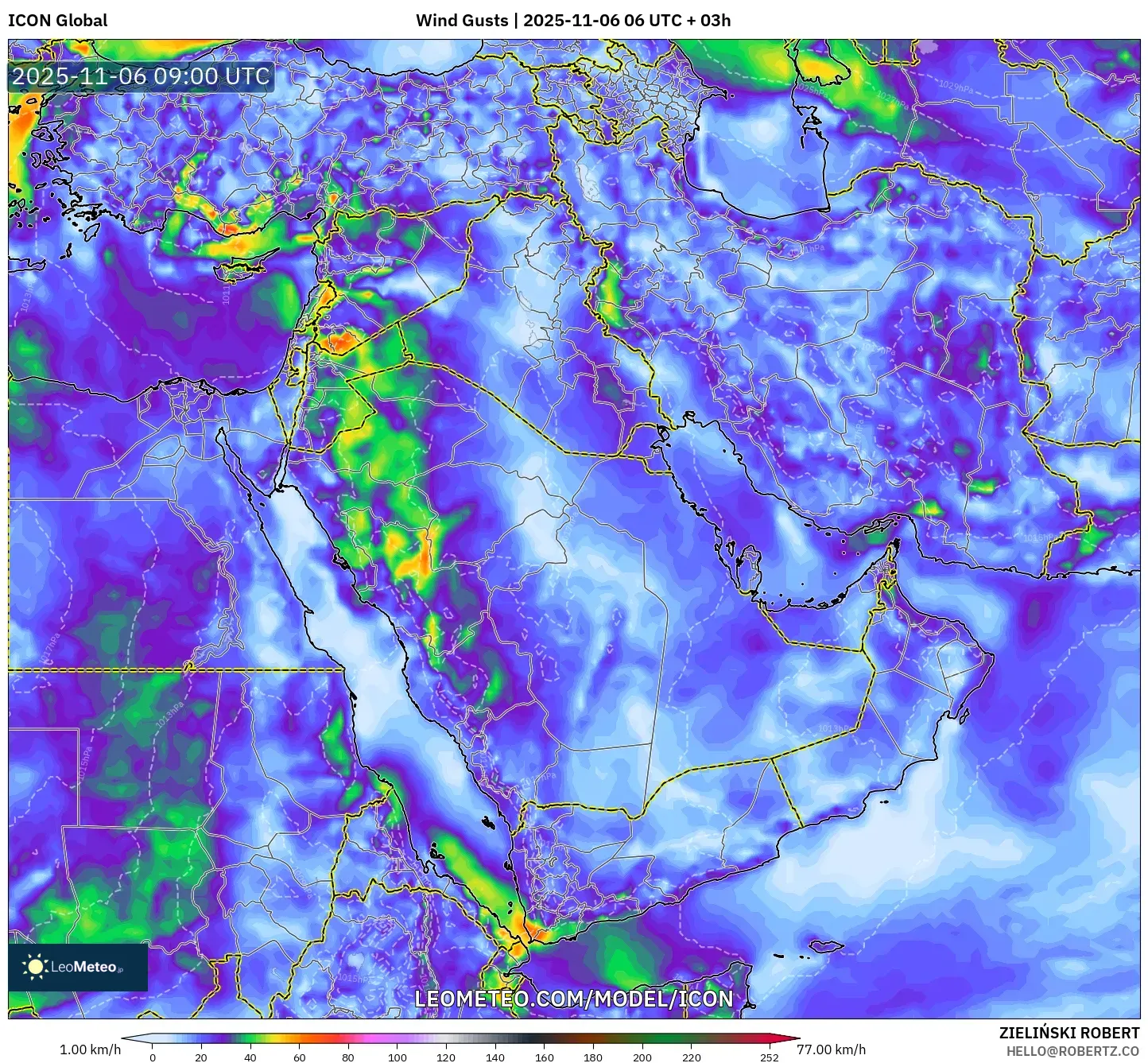 ICON model - Middle East, Wind Gusts