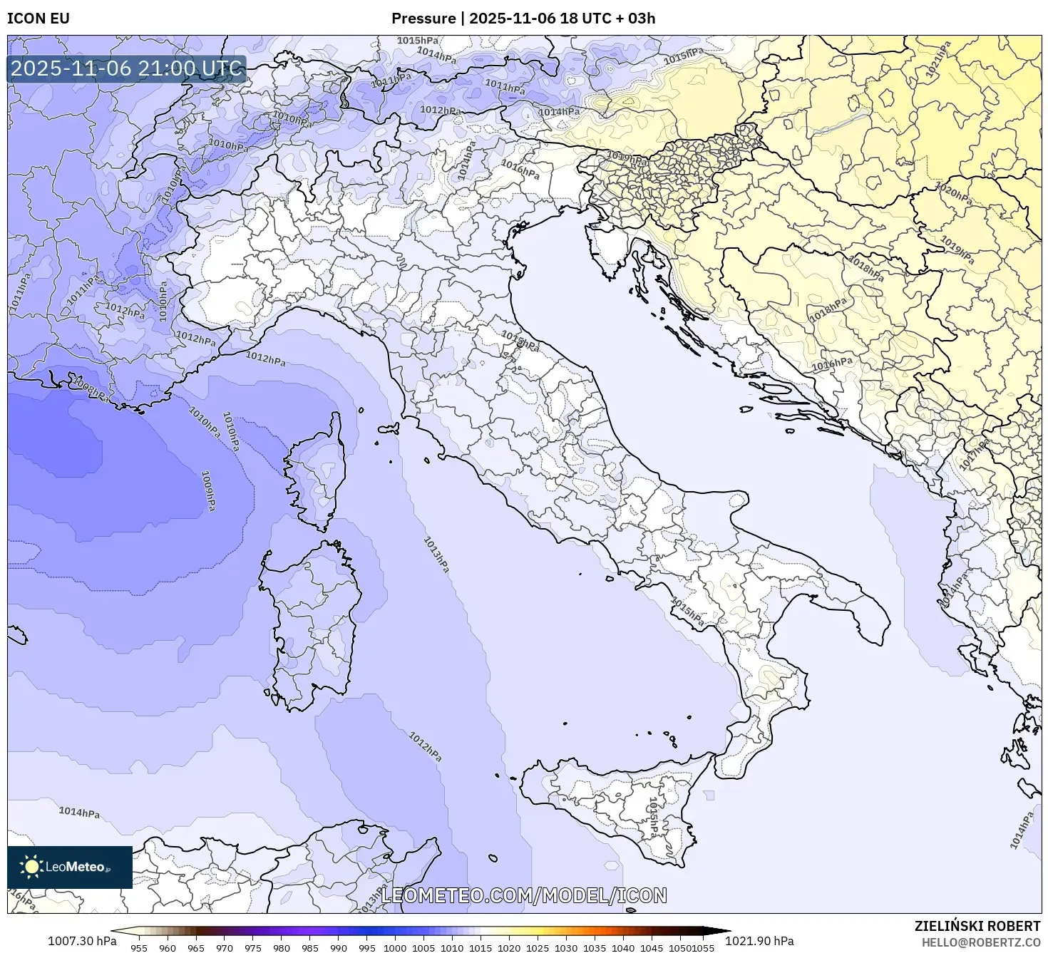 ICON model - Italy, Pressure