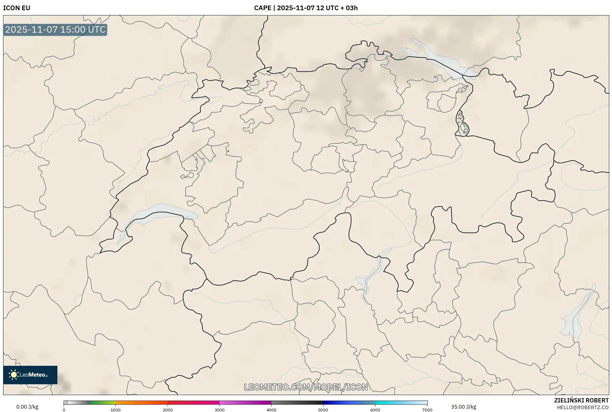 ICON model - Switzerland, CAPE