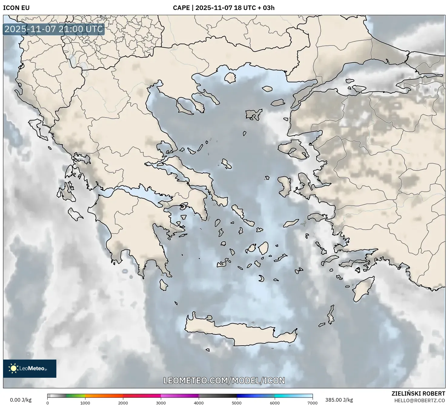 ICON model - Greece, CAPE
