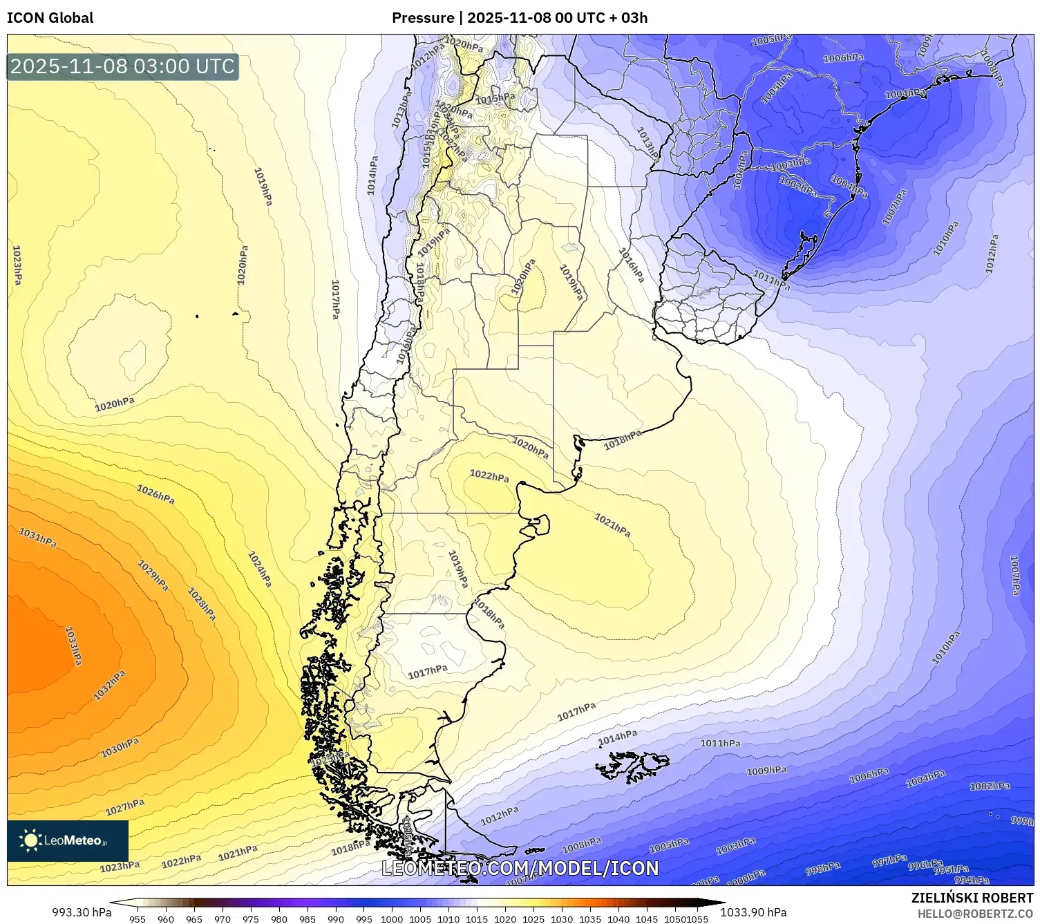 ICON model - Argentina, Pressure