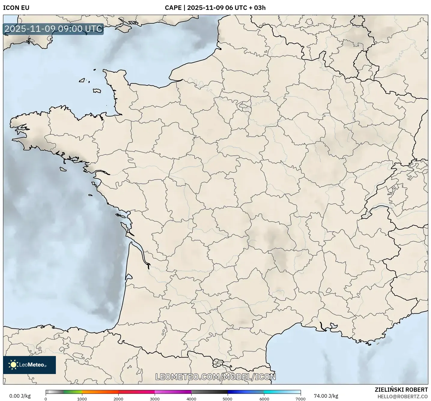 ICON model - France, CAPE