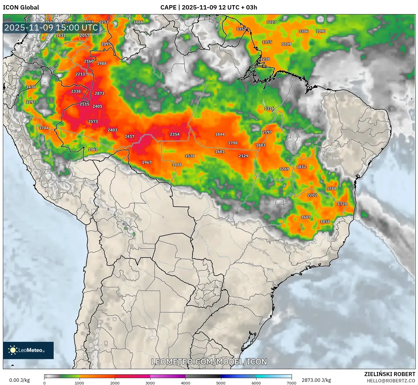 ICON model - Brazil, CAPE