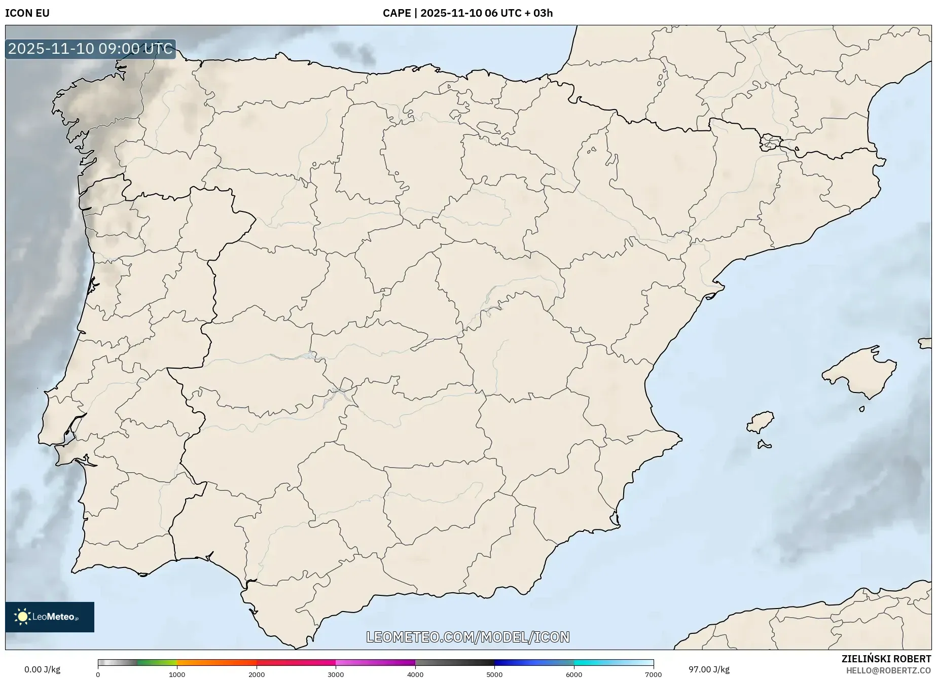ICON model - Spain, CAPE